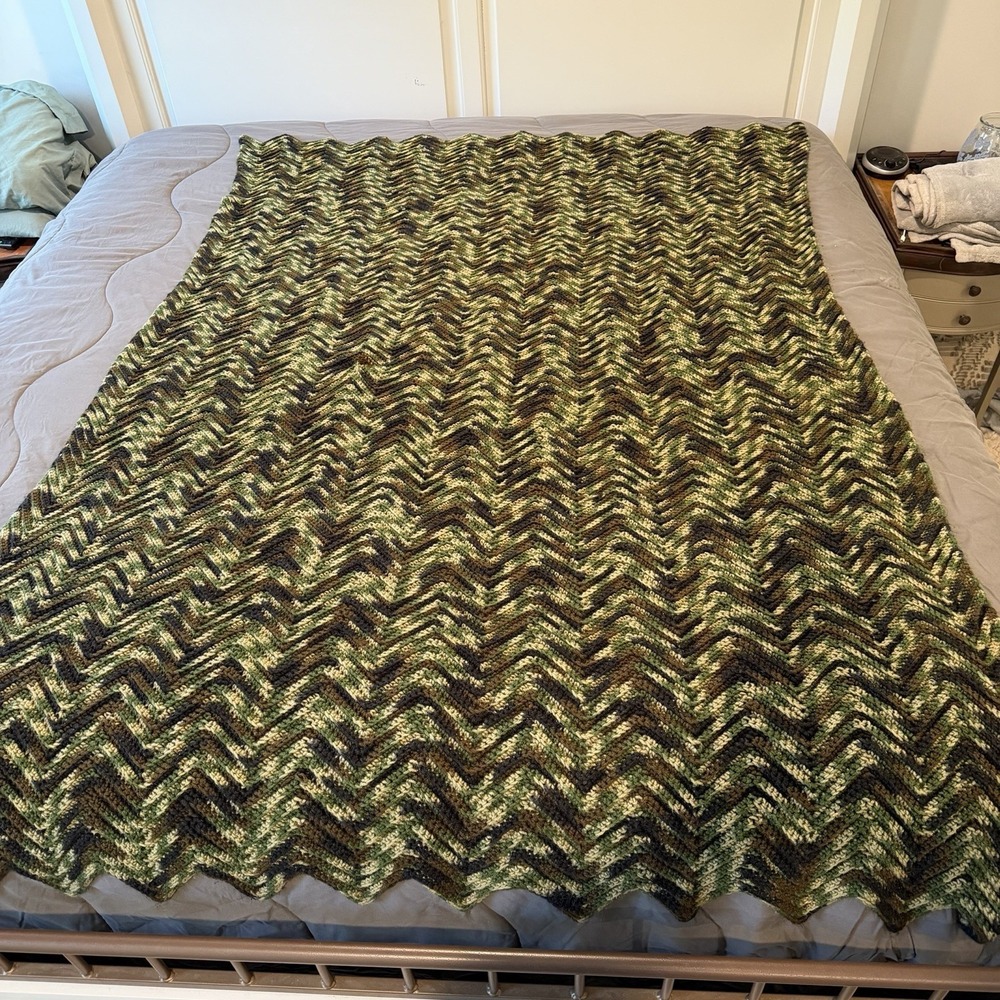 Crochet Afghan Camo‎ Homemade Afghan Blanket Handmade Throw